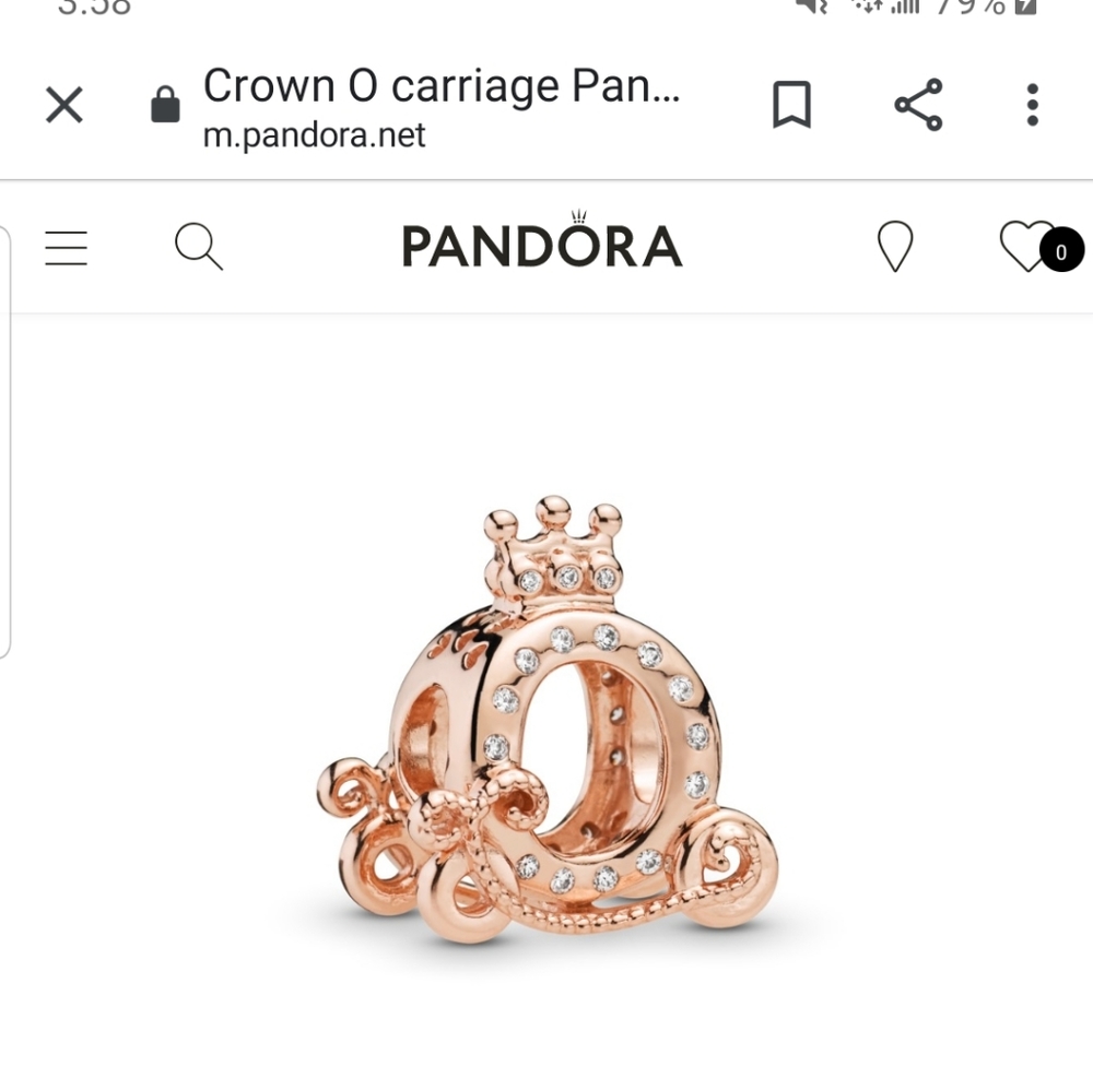 Pandora's crown O carriage rose gold charm